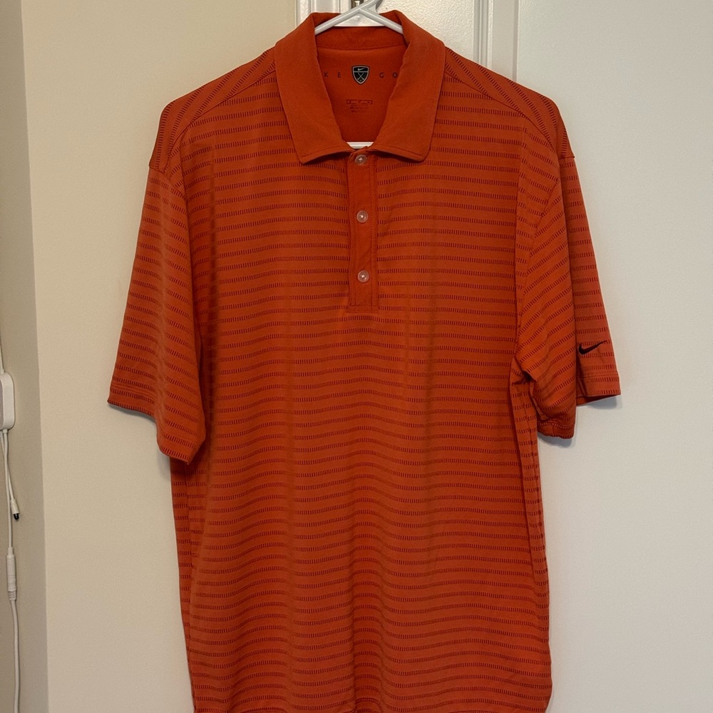 Nike Golf Men's Striped Orange Polo Shirt